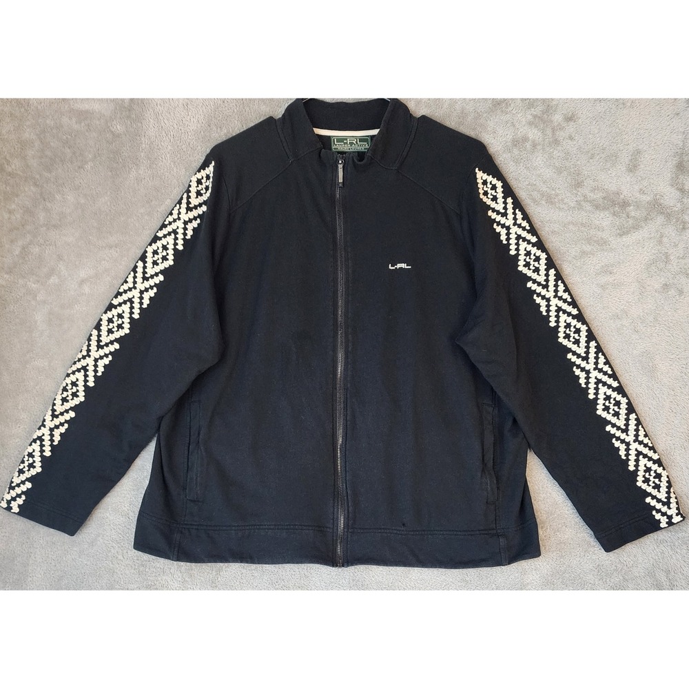 Lauren Ralph Lauren Active Jacket Womens 2X Black Zip Geometric Embroidery‎